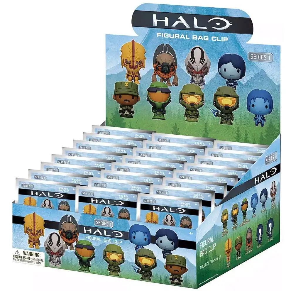 Halo 3D Figural Foam Bag Clip Halo Series 1 Mystery Box 24 Packs