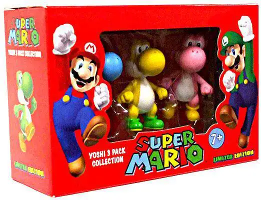 Super Mario Yoshi Collection Blue, Yellow & Pink Mini Figure 3-Pack [Limited Edition, Damaged Package]