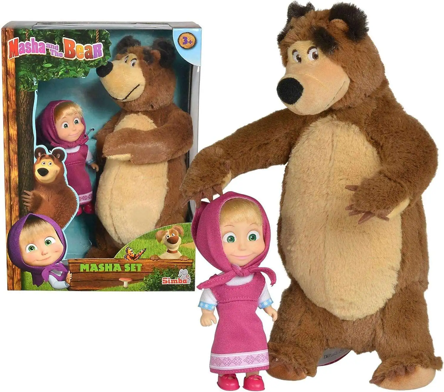 Masha and the Bear Masha The Bear Plush Figure Set Simba ToyWiz