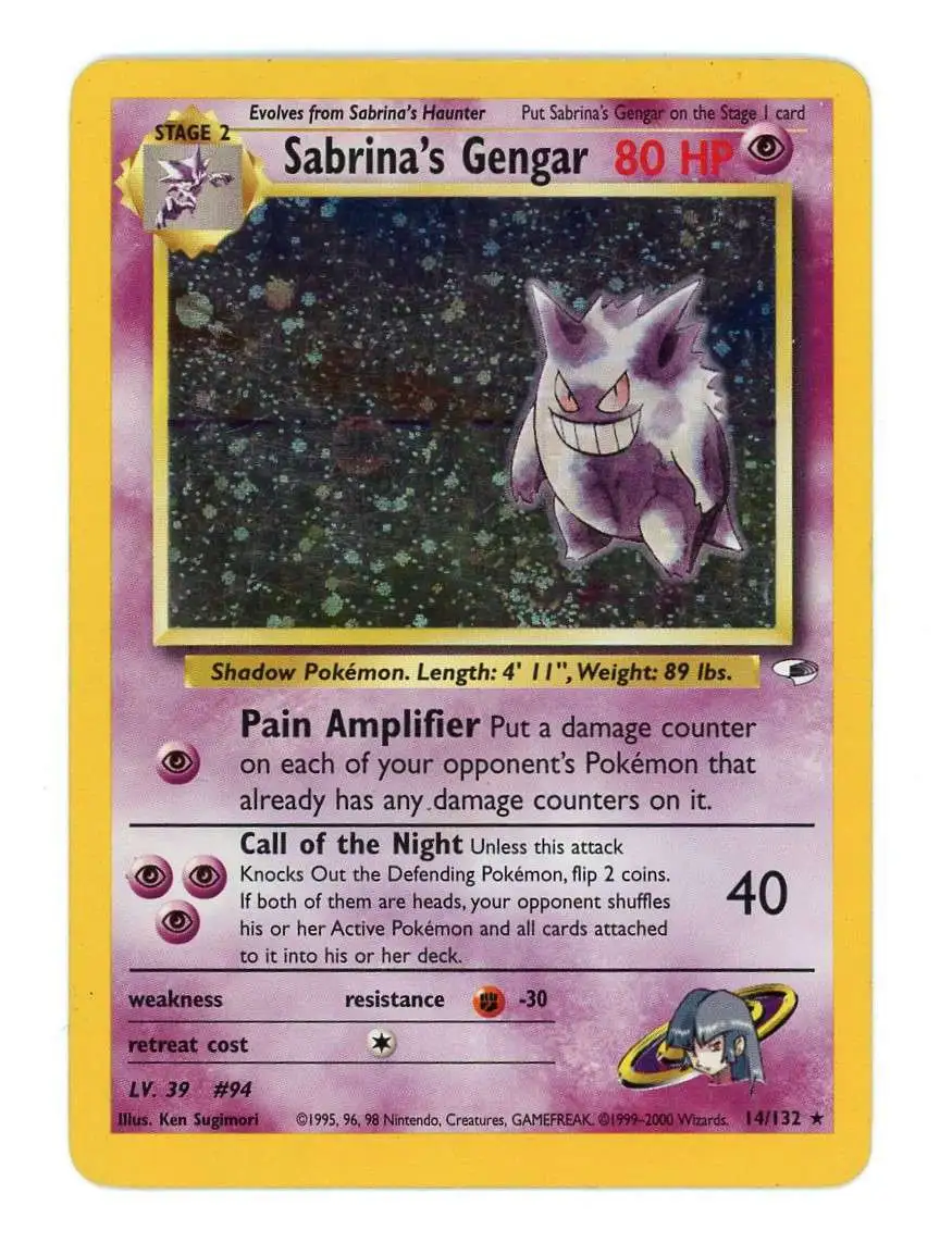 Pokemon Trading Card Game Gym Heroes Single Card Holo Rare Sabrinas Gengar  Swirl 14 - ToyWiz