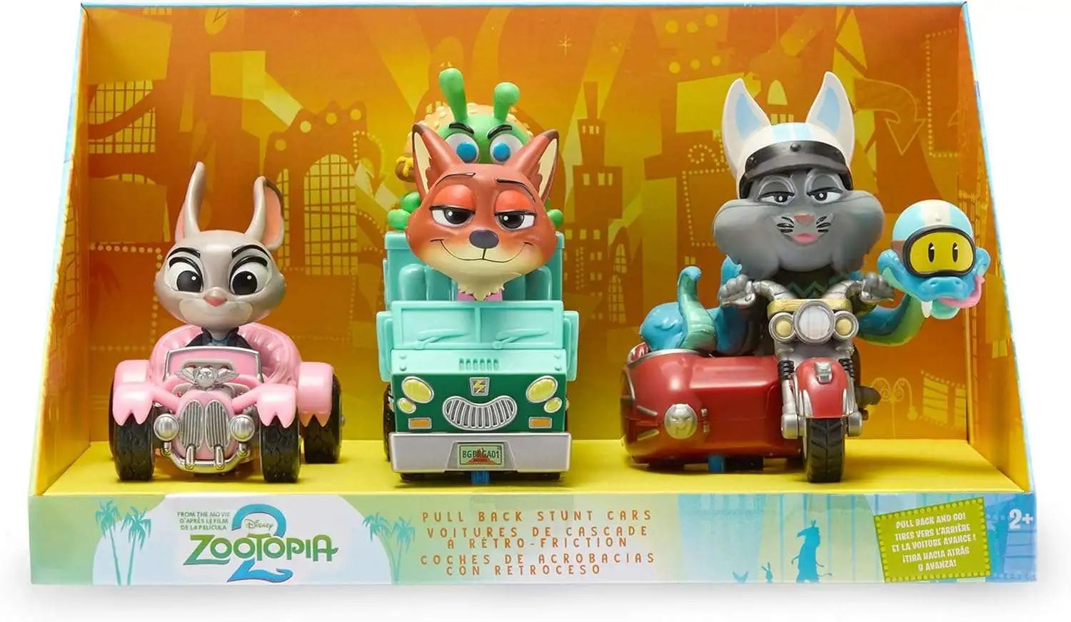 Disney Zootopia 2 Pullback Stunt Vehicles Judy Hopps, Nick Wilde, & Gary De'Snake with Pawbert Lynxley Exclusive Pullback Vehicle 3-Pack