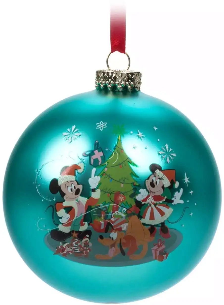 Disney 2023 Holiday Santa Mickey Mouse & Friends Exclusive Glass Ball Sketchbook Ornament