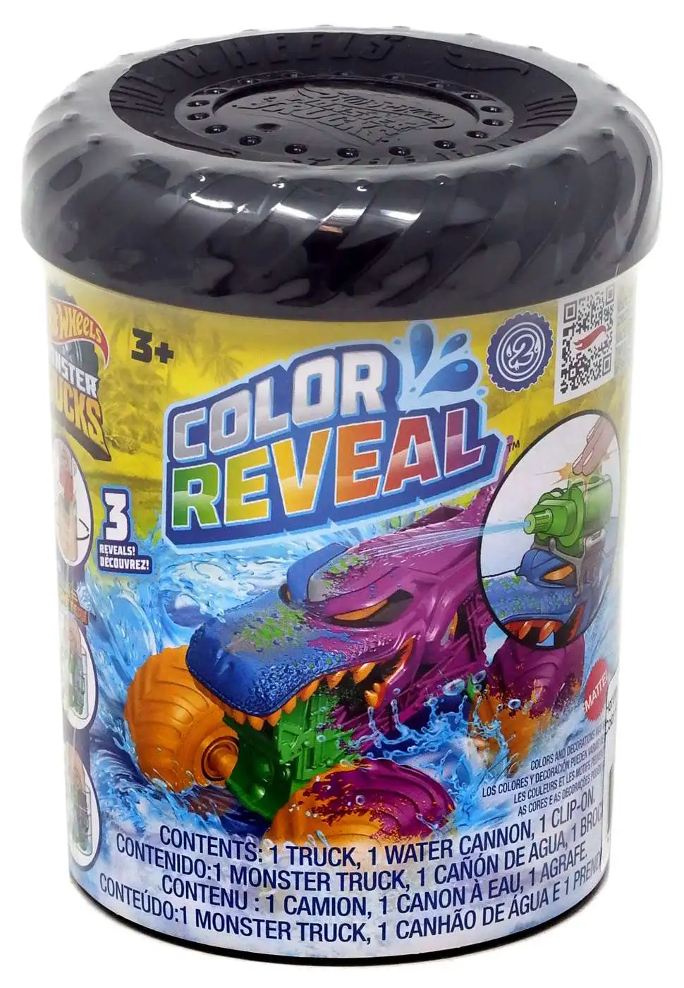 Hot Wheels Monster Trucks Color Reveal 2-Pack & Clip-On Water Tank, 2 Toy  Trucks with Surprise Reveals (Styles May Vary)