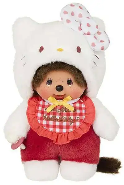 Hello Kitty x Monchhichi Sanrio Gingham Checker Monchhichi in Hello Kitty Costume 7-Inch Plush