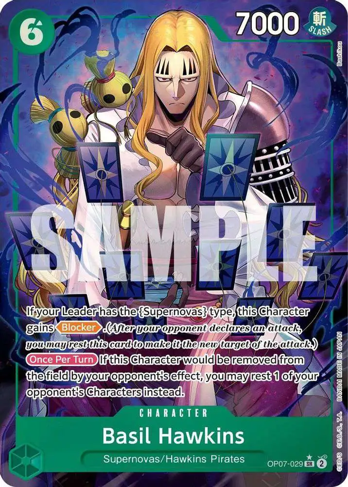 One Piece Trading Card Game 500 Years in the Future Super Rare Basil Hawkins OP07-029 [Alternate Art]