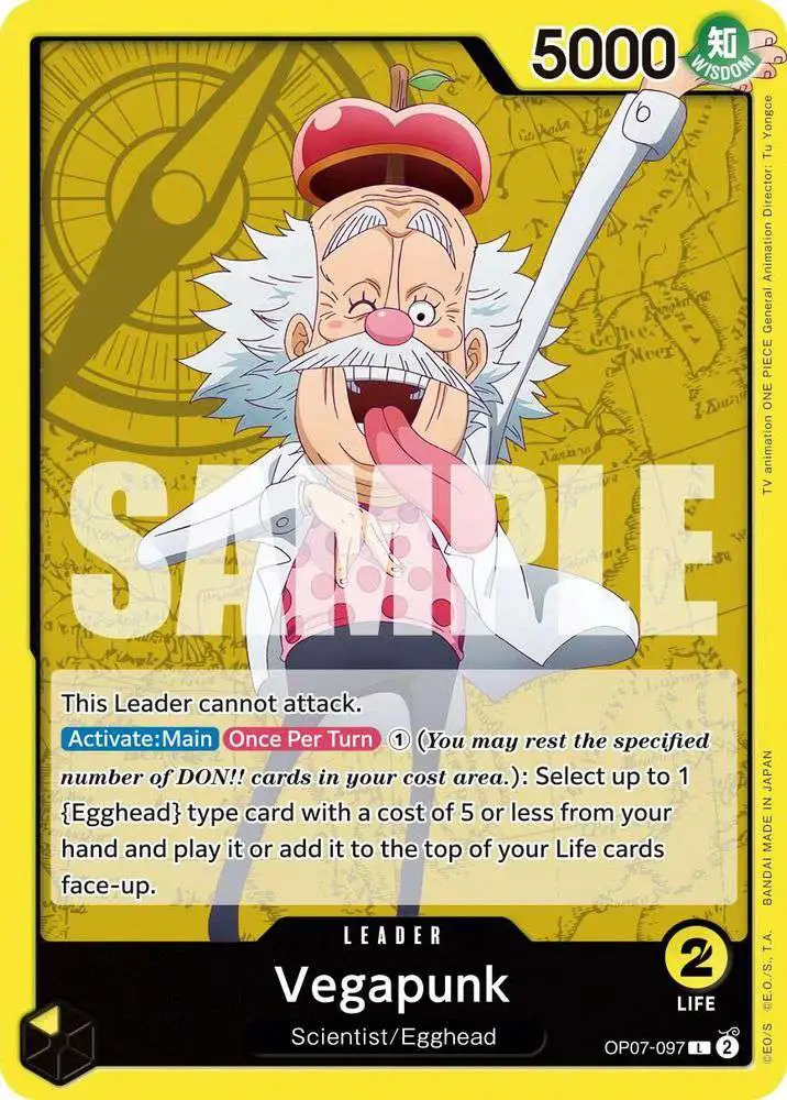 One Piece Trading Card Game 500 Years in the Future Leader Vegapunk OP07-097