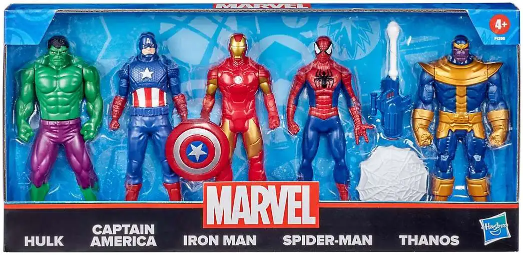 Marvel Hulk, Captain America, Iron Man, Spider-Man Thanos Exclusive 3.75  Action Figure 5-Pack Hasbro - ToyWiz