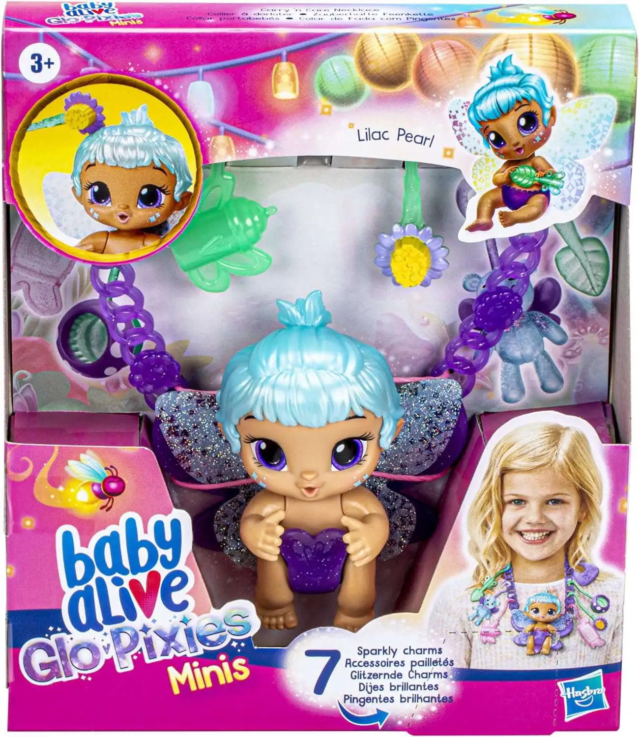 Baby Alive Glo Pixies Minis Carry 'n Care Necklace Lilac Pearl Mini Doll