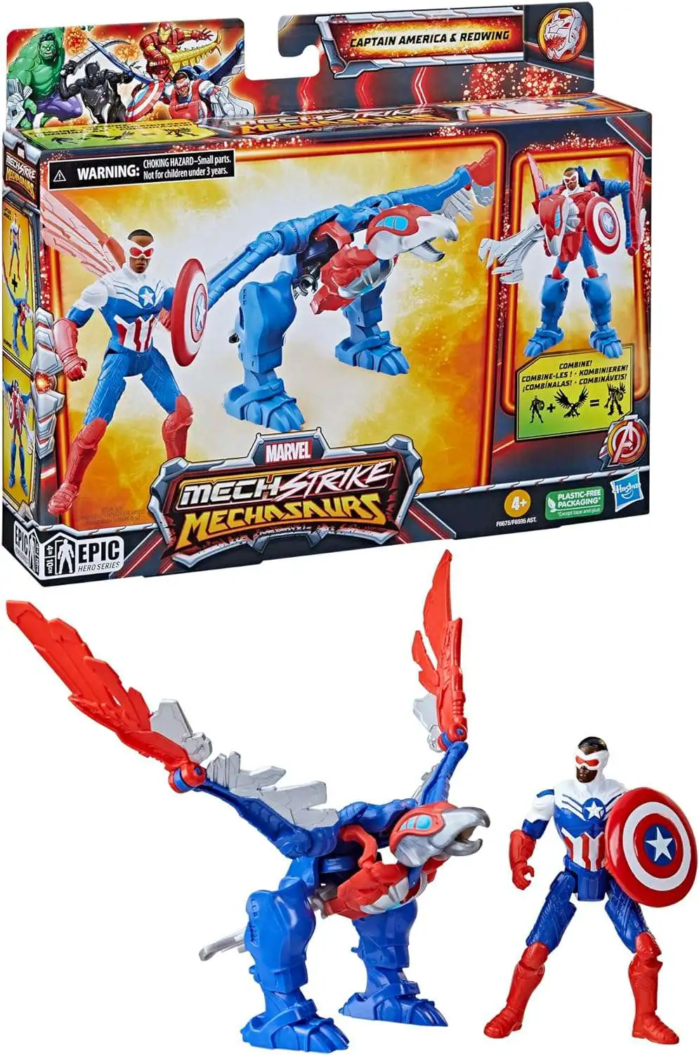 Marvel Mechasaurs Mech Strike Captain America & Redwing