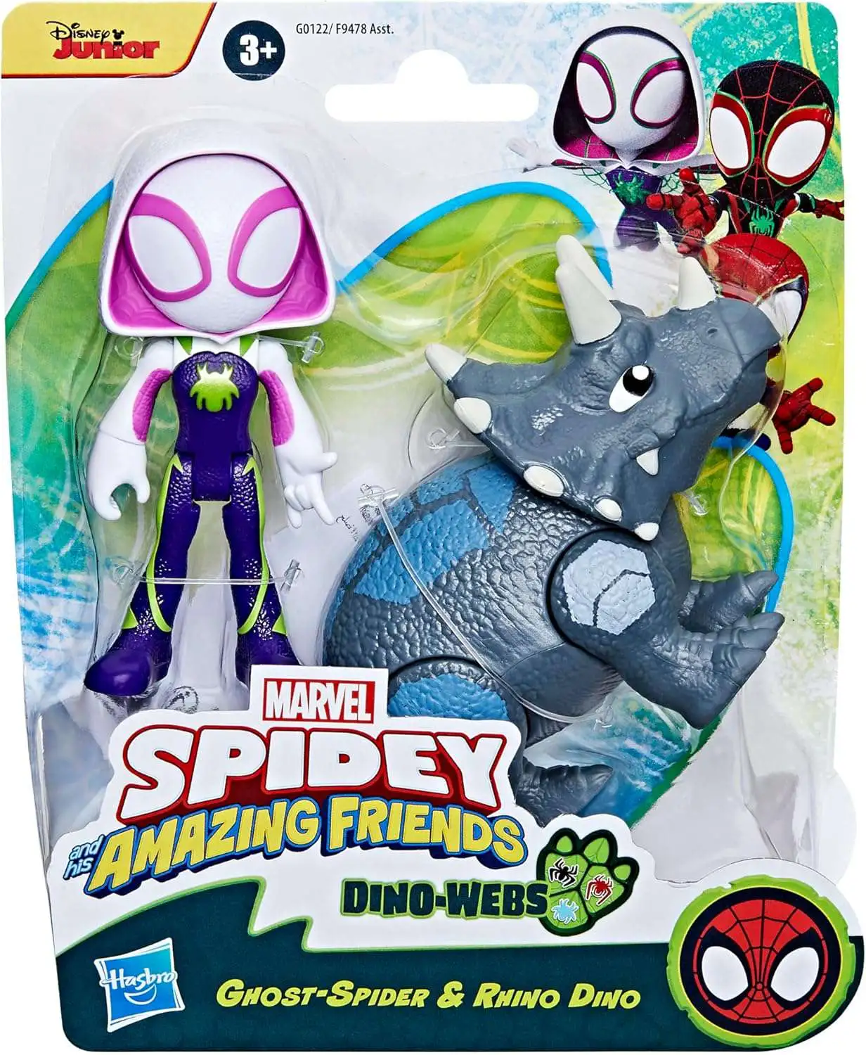 Marvel Spidey & His Amazing Friends Dino-Webs Ghost-Spider & Rhino Dino Action Figure 2-Pack