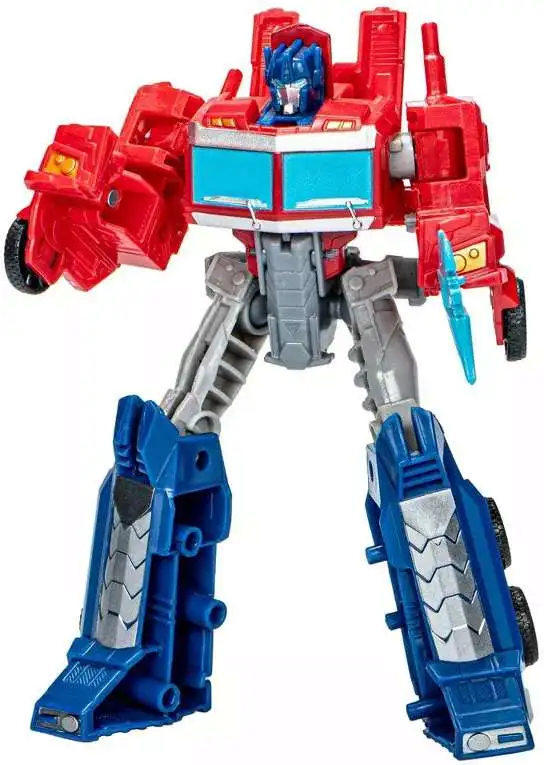 transformers earthspark optimus prime action figure with battle base trailer