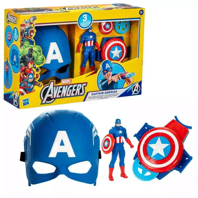 Marvel Avengers Captain America Shield Strike Ultimate Pack Exclusive Roleplay Toy [Mask, Shiled Blaster & Action Figure]