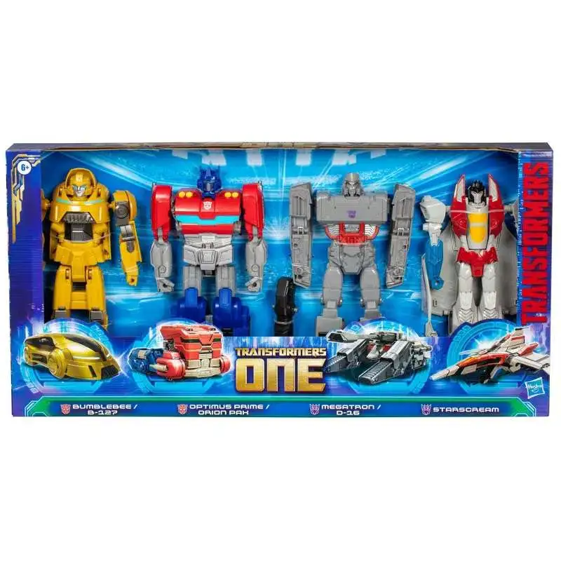 Transformers ONE Mega Changer Bumblebee / B-127, Optimus Prime / Orion Pax, Megatron / D-16, Starscream Exclusive 11" Action Figure 4-Pack