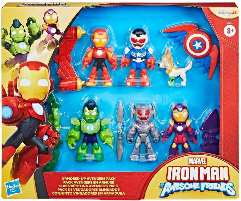 Marvel Iron Man & His Awesome Friends Armored-Up Avengers Iron Man, Ironheart, Iron Hulk, Captain America, Gamma & Ultron Action Figure 6-Pack