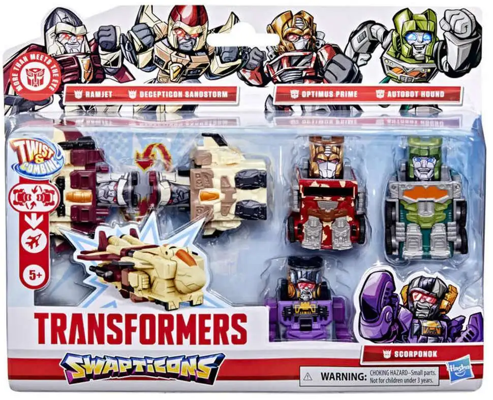 Transformers Swapticons Ramjet, Sandstorm, Optimus Prime, Hound Scorponok  Action Figure 5-Pack Desert Dunes Mission, Twist Combine Hasbro - ToyWiz