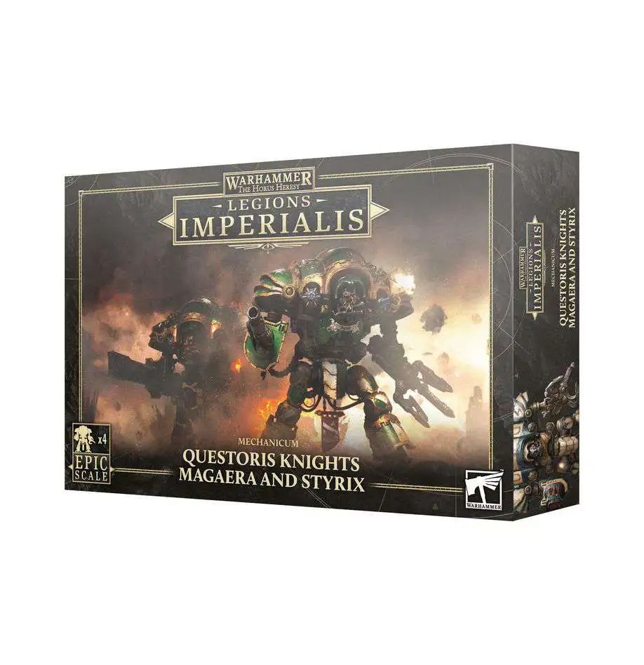 Legions Imperialis Mechanicum Questoris Knights Magaera and Stryix miniatures