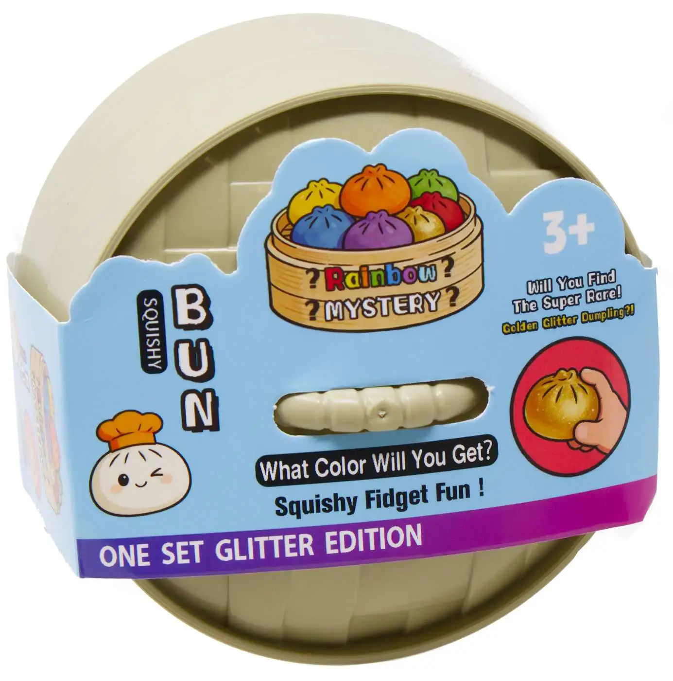 Rainbow Mystery Squishy Bun GLITTER Edition Mystery Pack