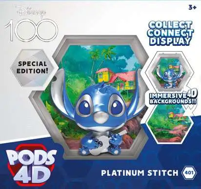 Wow! Pods - 4D Disney 100 Stitch, One Hundred Year Disney Anniversary Collectable, Bobble-Head Figure Bursts from Their World Into Yours, Disney Toys