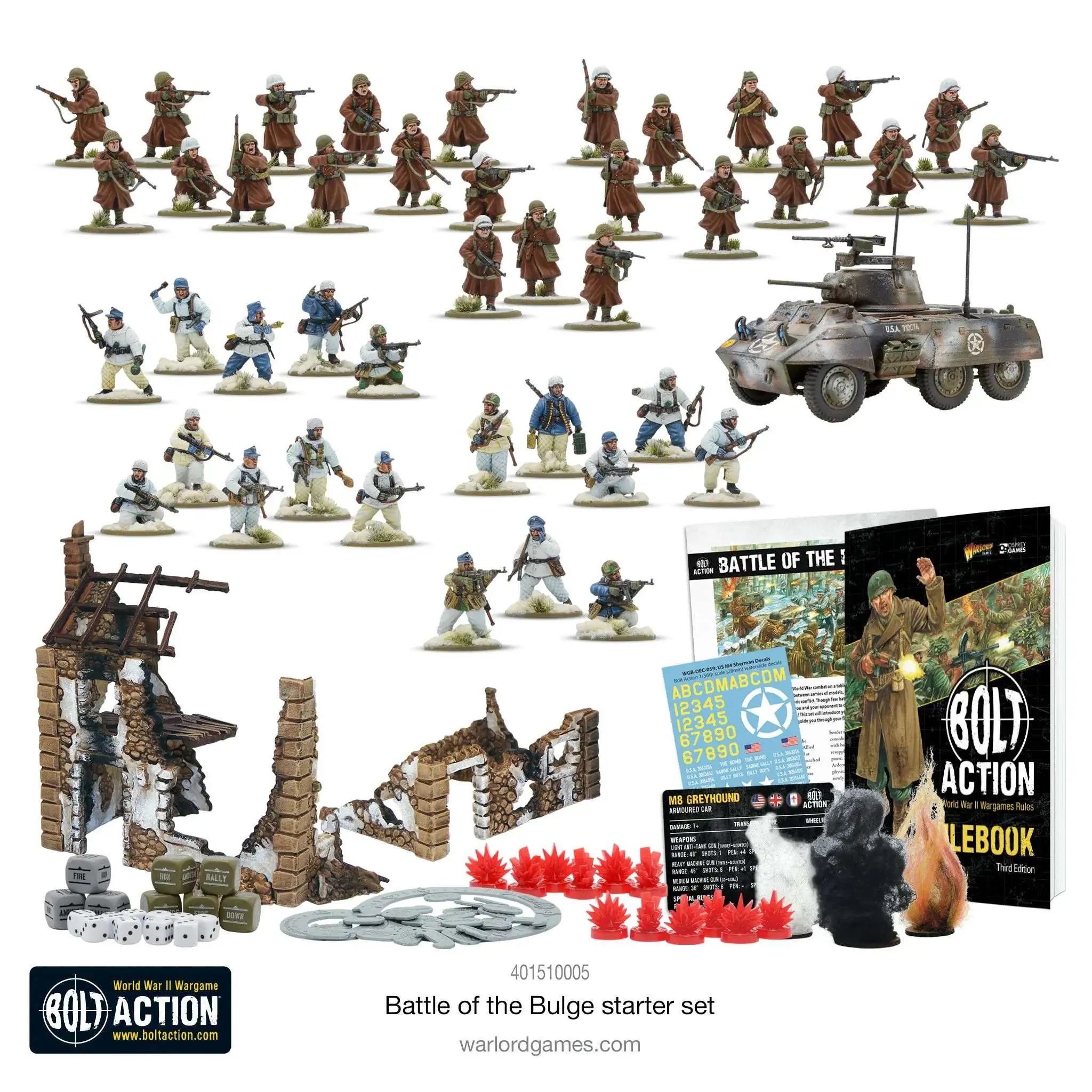 Bolt Action WWII Wargame Allies/Axis Battle of the Bulge Miniatures [Contains Third Edition Rule Book]