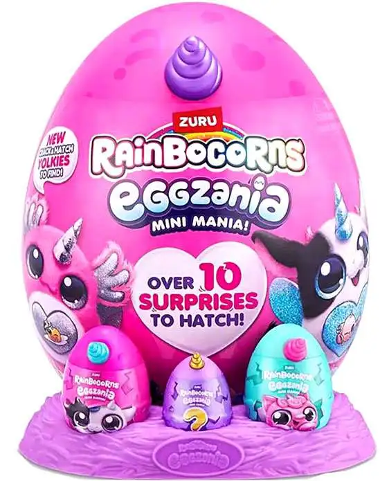 Rainbocorns Eggzania MINI Mania PURPLE Horn Mystery Egg Plush Over 10 ...