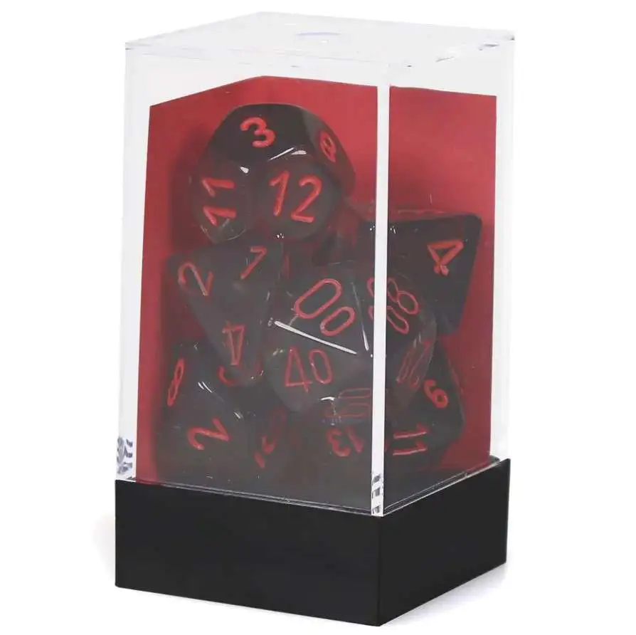 Chessex Translucent Smoke & Red Polyhedral 7-Die Dice Set #23088