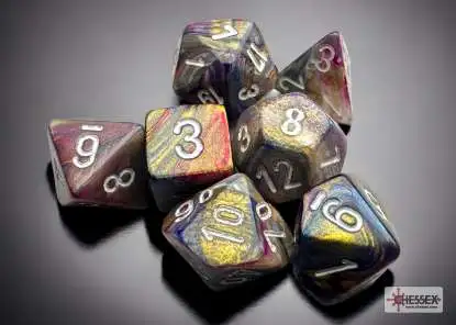 Chessex Gaming Supplies Festive Mini Polyhedral 7-Die Dice Set #20440 [Carousel/White]