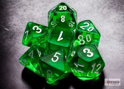 Chessex Gaming Supplies Translucent Mini Polyhedral 7-Die Dice Set #20375 [Green/White]