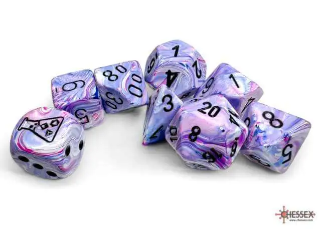 Chessex Gaming Supplies Lab Dice Festive Polyhedral 7-Die Dice Set [Hydrangea/Black ]