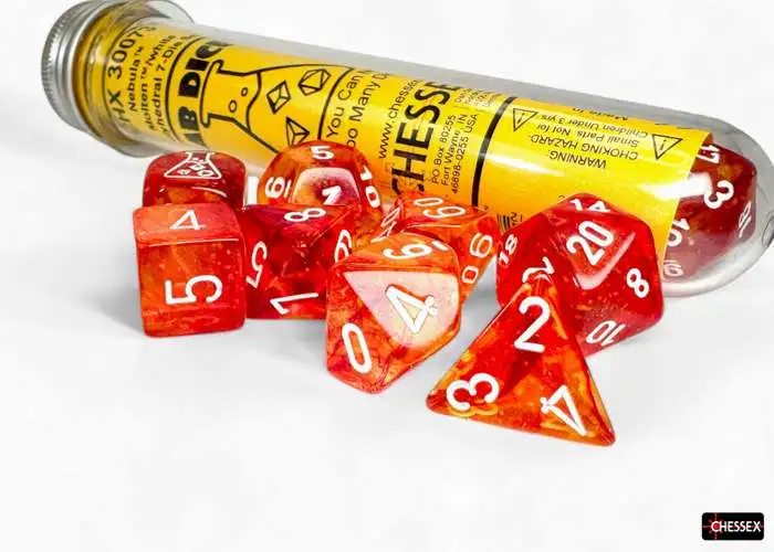 Chessex Nebula Molten / White Luminary Polyhedral 7-Die Dice Set