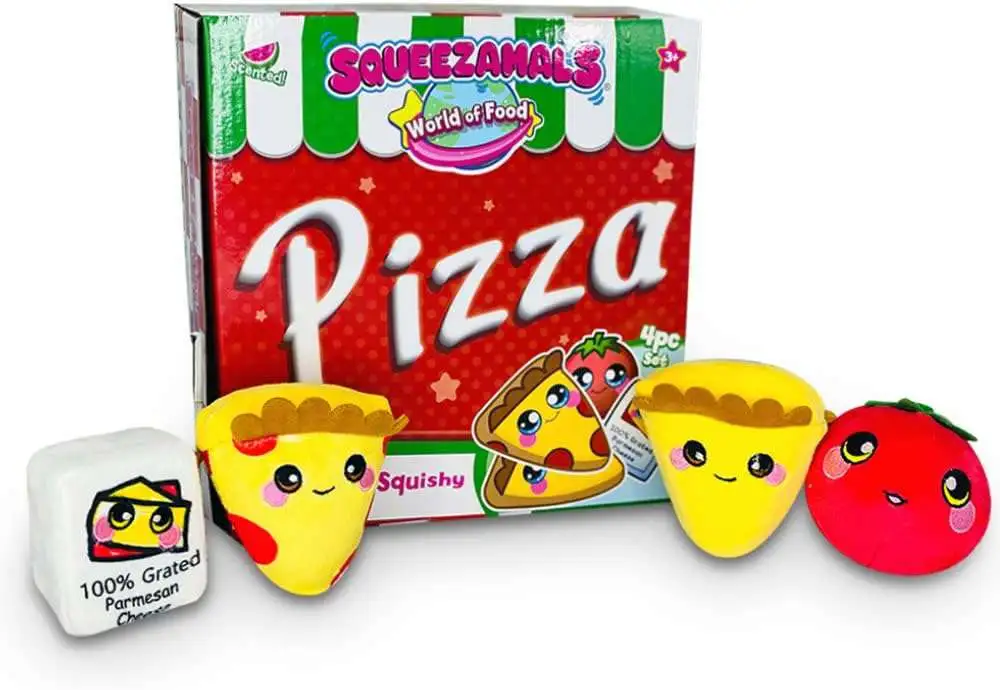 Squeezamals World of Food New York Pizza 2.5-Inch Mini Plush Set