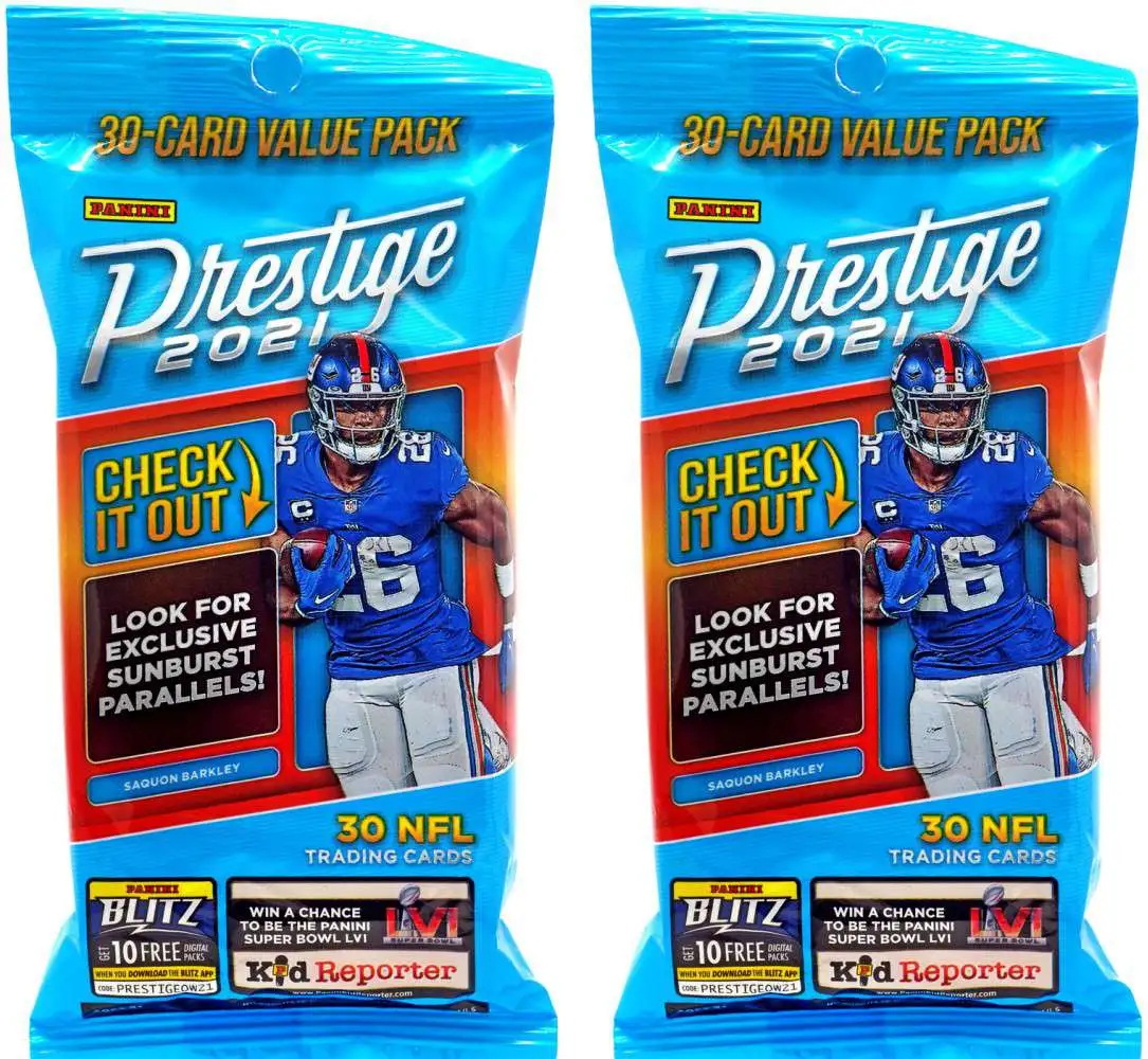 NFL Panini 2021 Prestige Football LOT of 2 Trading Card VALUE Packs [30 Cards Per Pack]