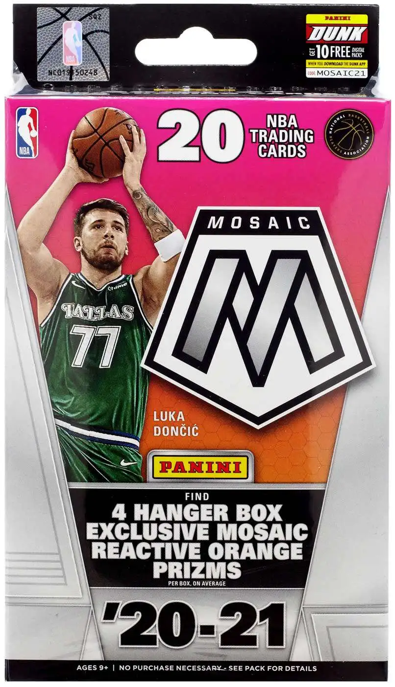 NBA Panini 2020-21 Prizm Mosaic Basketball Trading Card HANGER Box [20  Cards, 4 Reactive Orange Prizms]