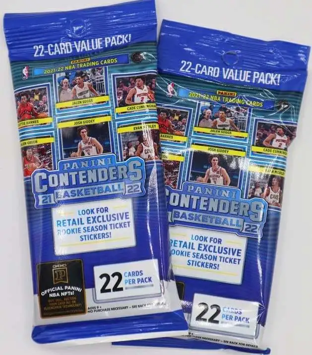 NBA Panini 2021-22 Contenders Basketball LOT of 2 Trading Card VALUE Packs [22 Cards Per Pack]