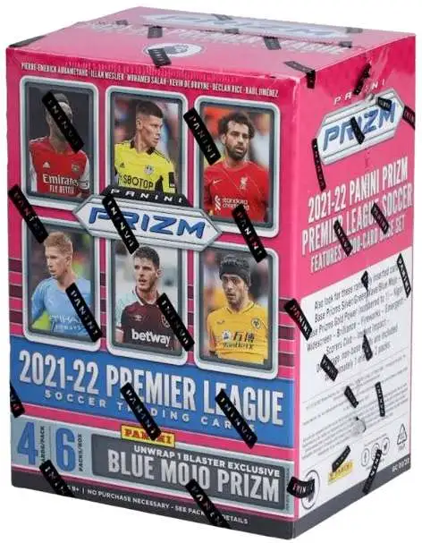 Premier League Prizm 2021-22 Soccer Trading Card BLASTER Box [6 Packs, Unwrap 1 Blue Mojo Prizm]