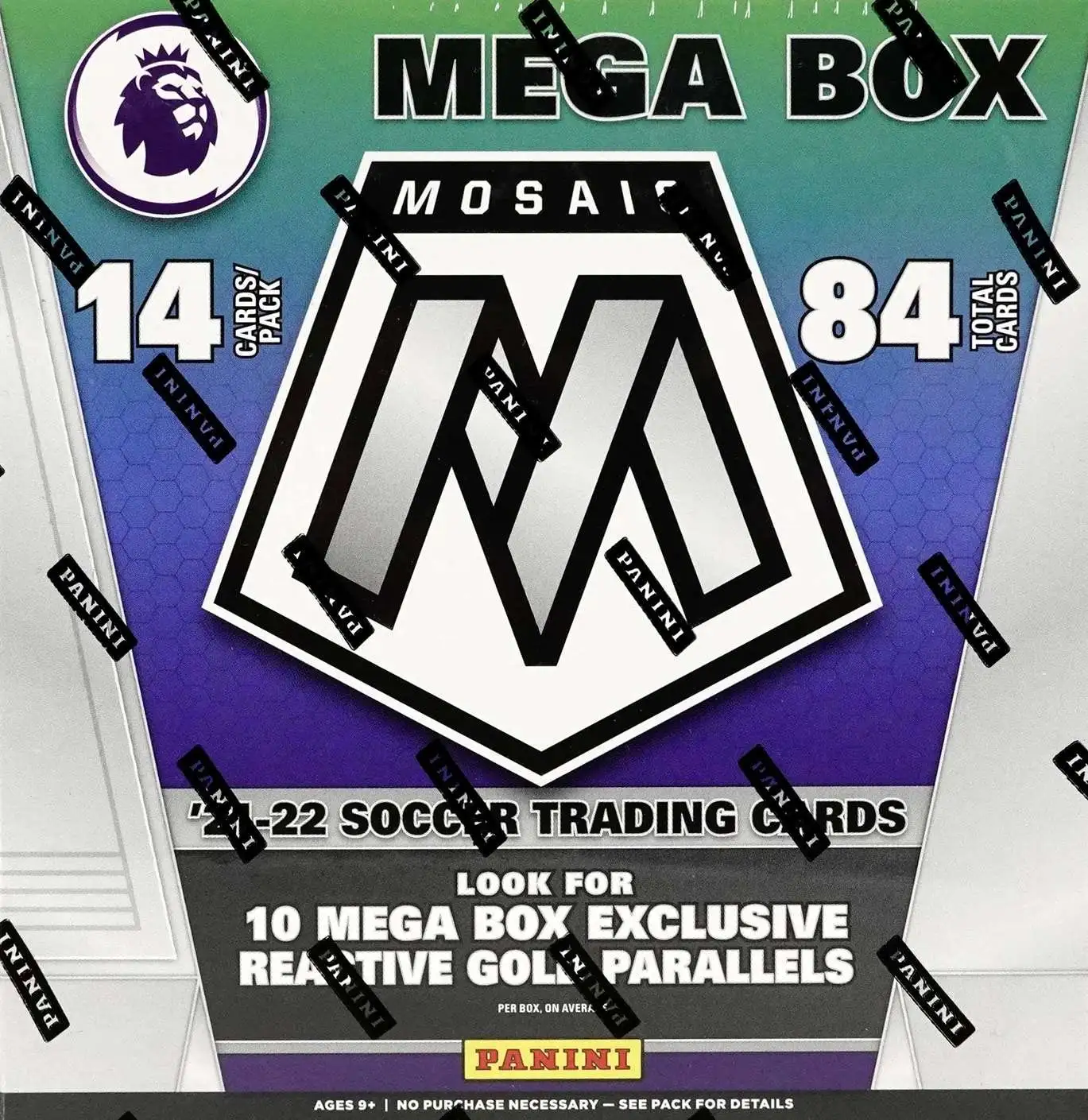 Premier League EPL Panini 2021-22 Mosaic Soccer Trading Card MEGA Box [6 Packs, Reactive Gold Parallels!]