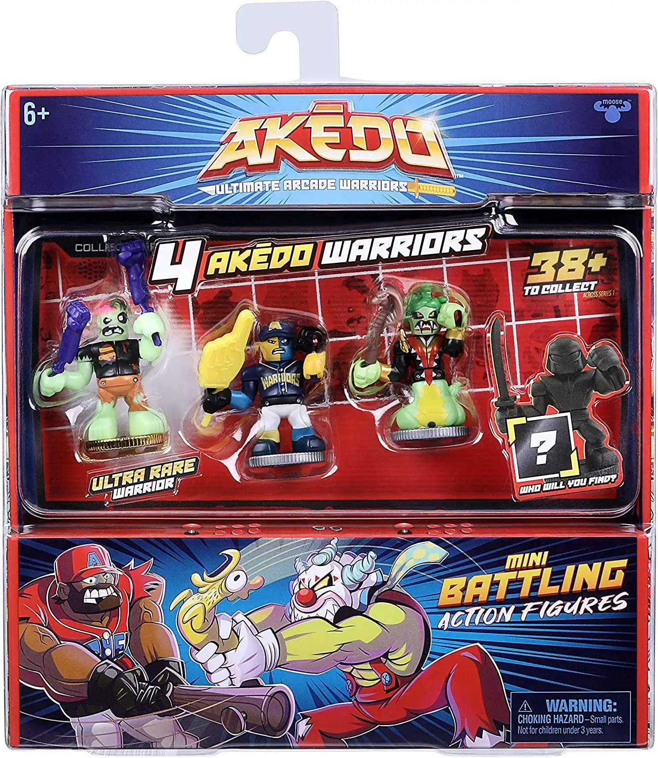 Akedo Ultimate Arcade Warriors Series 1 Strikeout, Miss Slither, Deadbreath & MYSTERY Character Mini Battling Action Figure FIGHT 4-Pack