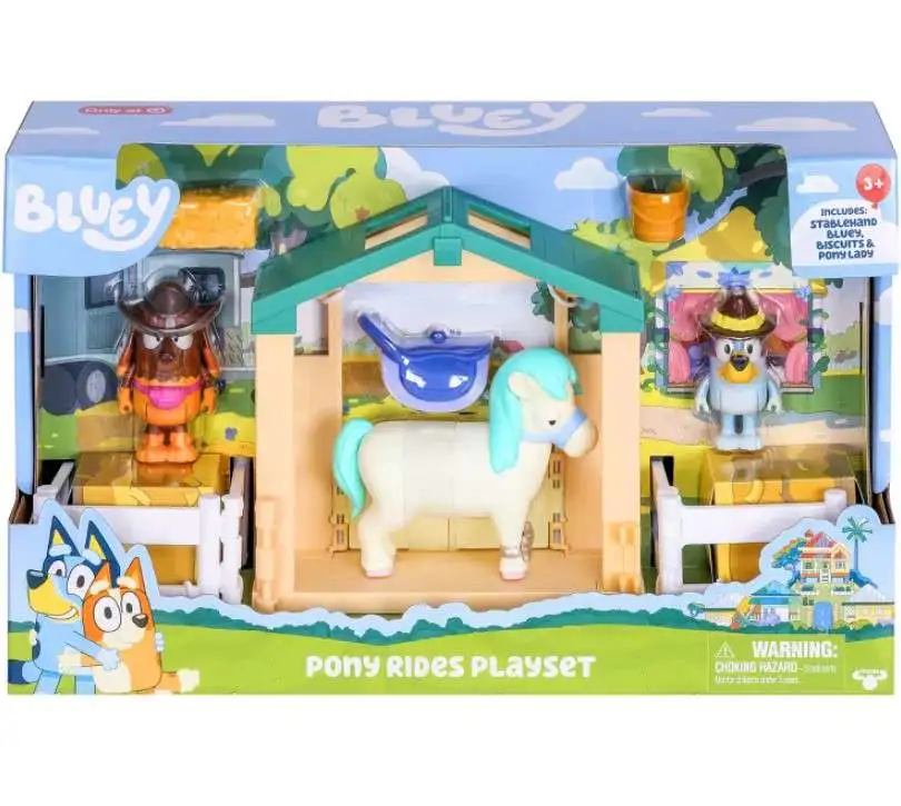 Bluey Pony Rides Exclusive Playset [Includes Stablehand Bluey, Biscuits & Pony Lady]