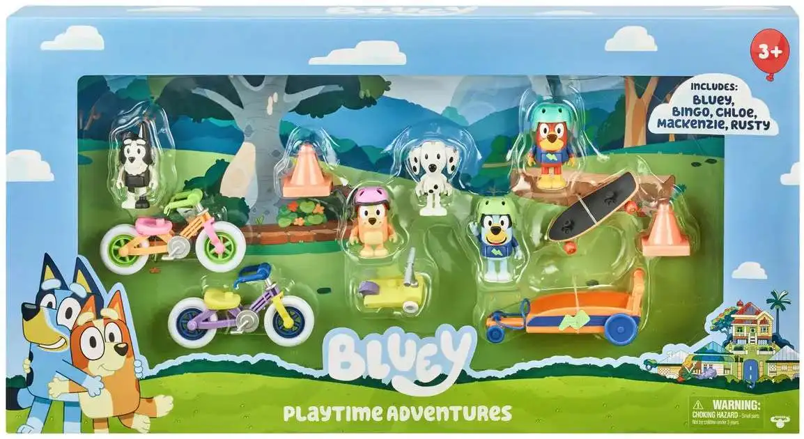 Bluey Playtime Adventures Figure Set Bluey, Bingo, Chloe, Mackenzie ...