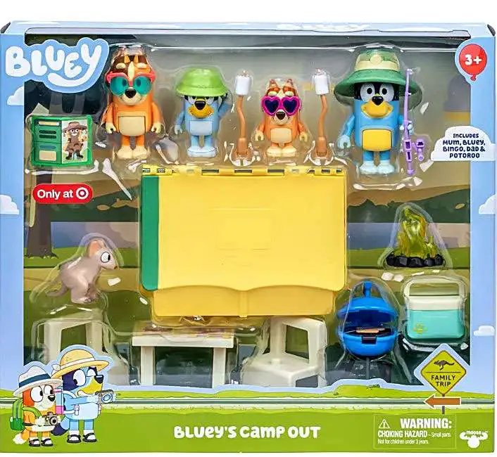Bluey's Camp Out Exclusive Playset [with Mum, Bluey, Bingo, Dad & Potoroo Figures, Damaged Package]