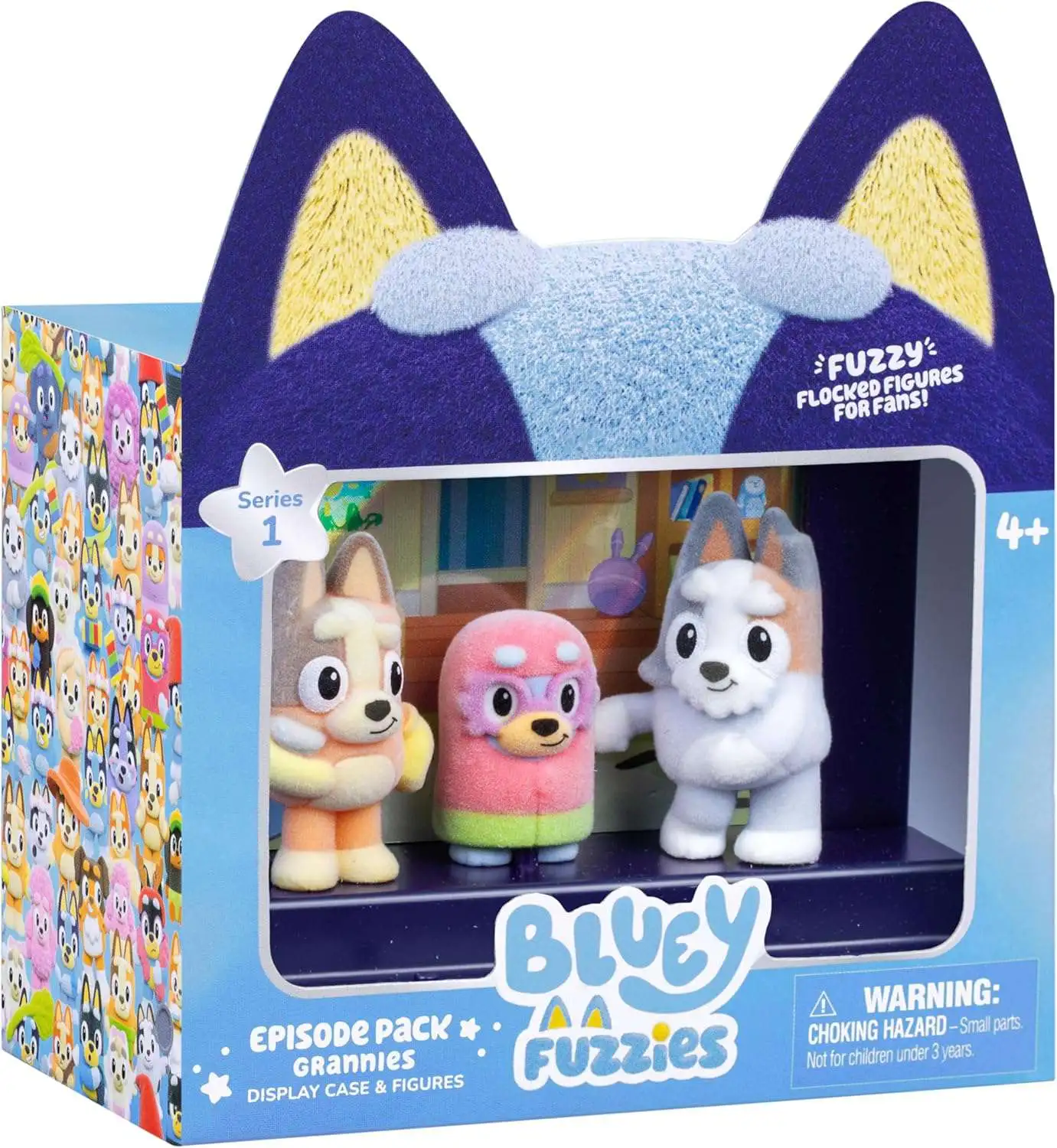 Bluey★送料無料★3段2列引き出し Bluey Fuzzies Episode Pack Grannies 2 Display Case 3 Flocked