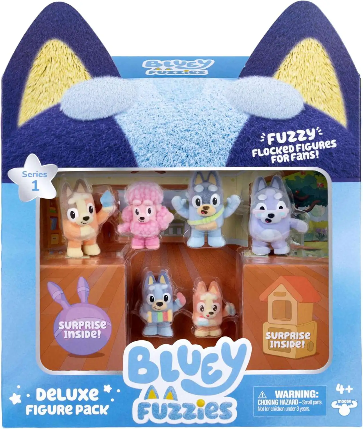 Fuzzies Bluey, Bella, Bingo, Chilli, Bandit, Nana + 2 Mystery Characters Deluxe Figure 8-Pack