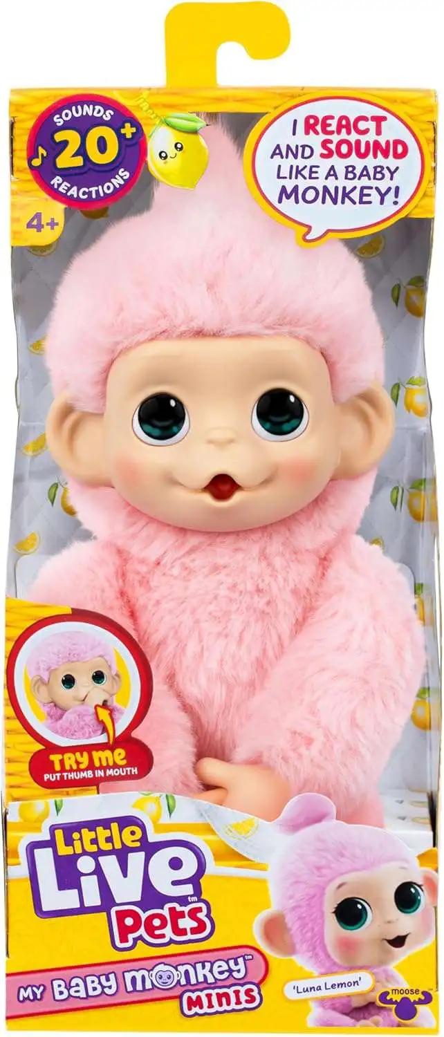 Little Live Pets My Baby Monkey Mini Luna Lemon Electronic Pet [Over 20 Sounds & Reactions!]