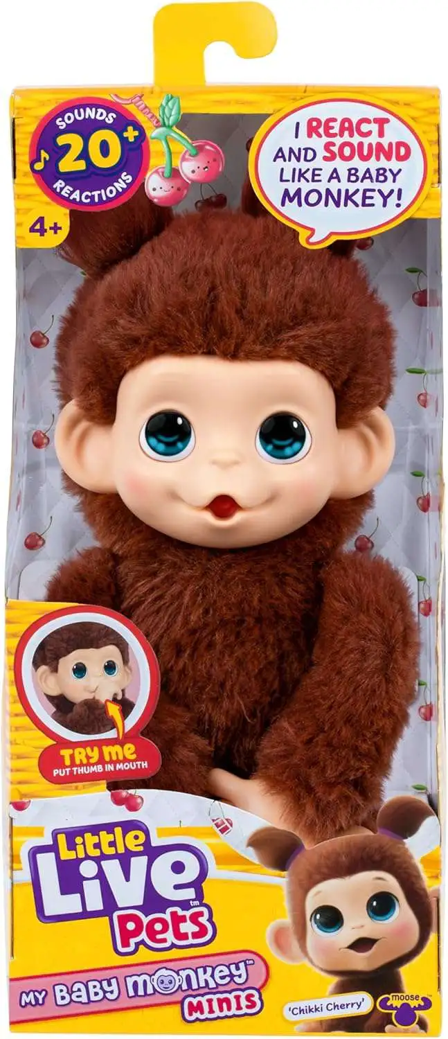 Little Live Pets My Baby Monkey Mini Chikki Cheerry Electronic Pet [Over 20 Sounds & Reactions!]