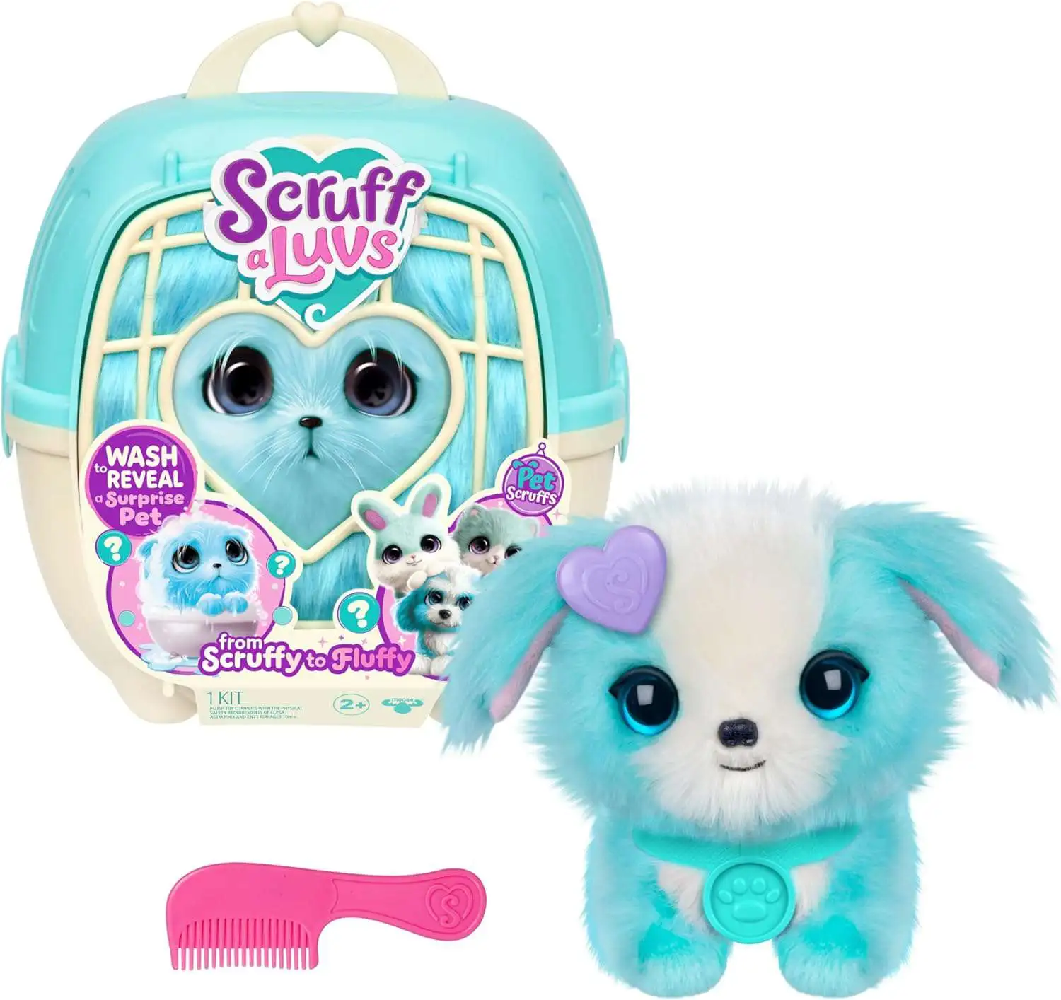 Little Live Pets Scruff A Luvs Pet Scruffs BLUE Plush Surprise Rescue Pet [RANDOM Pet, Wash to Reveal, From Scruffy to Fluffy!]