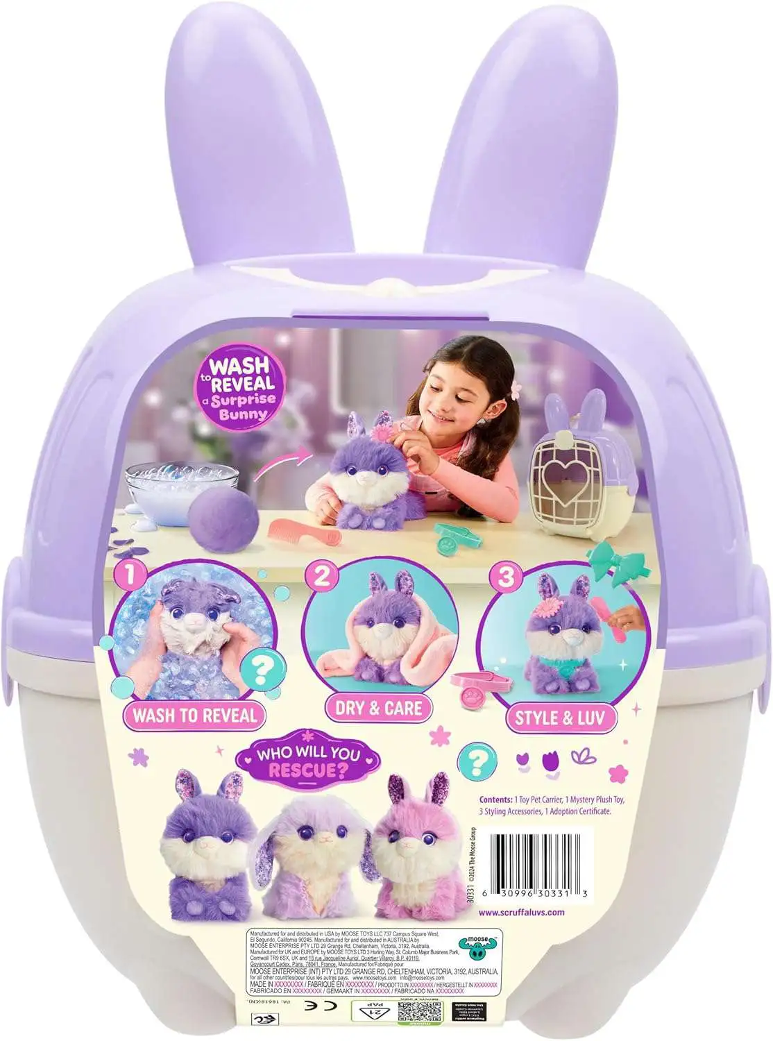 Scruffaluff Little Live Pets Scruff A Luvs Bunny Scruffs PURPLE Plush Surprise ...