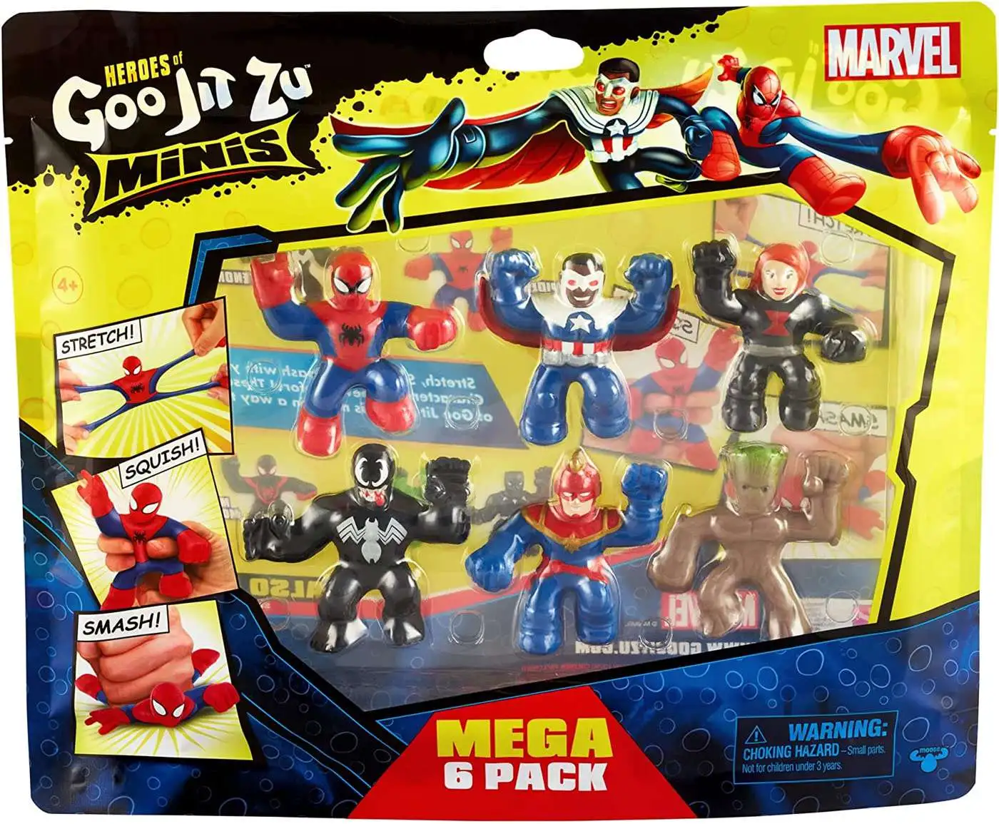 Groot Heroes of Goo Jit Zu Marvel Hero Pack Super Stretchy Action Figures 