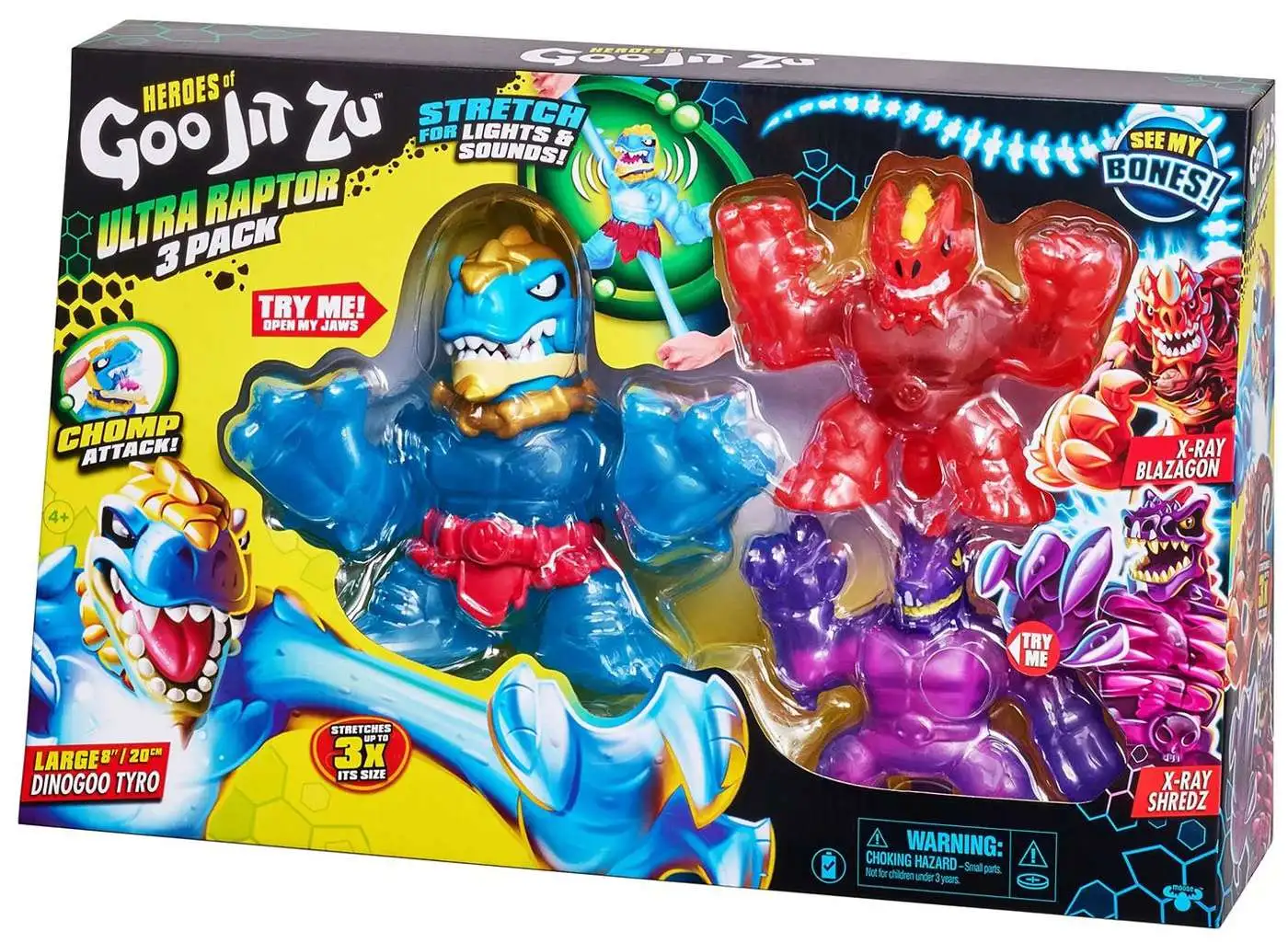 Heroes of Goo Jit Zu Ultra Raptor Dinogoo Tyro, X-Ray Blazagon X-Ray Shredz  Action Figure 3-Pack Moose Toys - ToyWiz