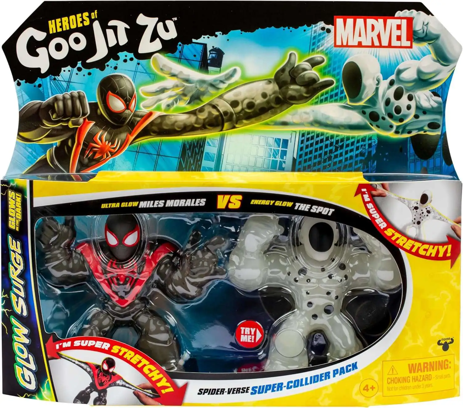 Heroes of Goo Jit Zu Marvel Glow Surge Ultra Glow Miles Morales vs