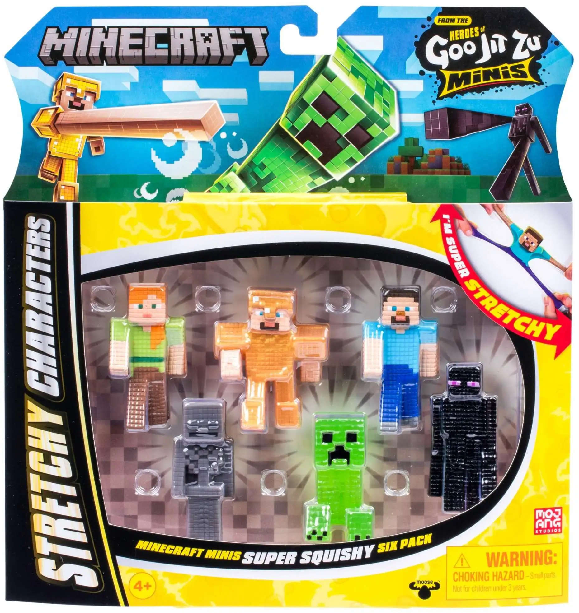 マインクラフト GOO JIT ZU　3種セット　新品 Heroes of Goo Jit Zu Minecraft Steve, Gold Armor Steve, Alex