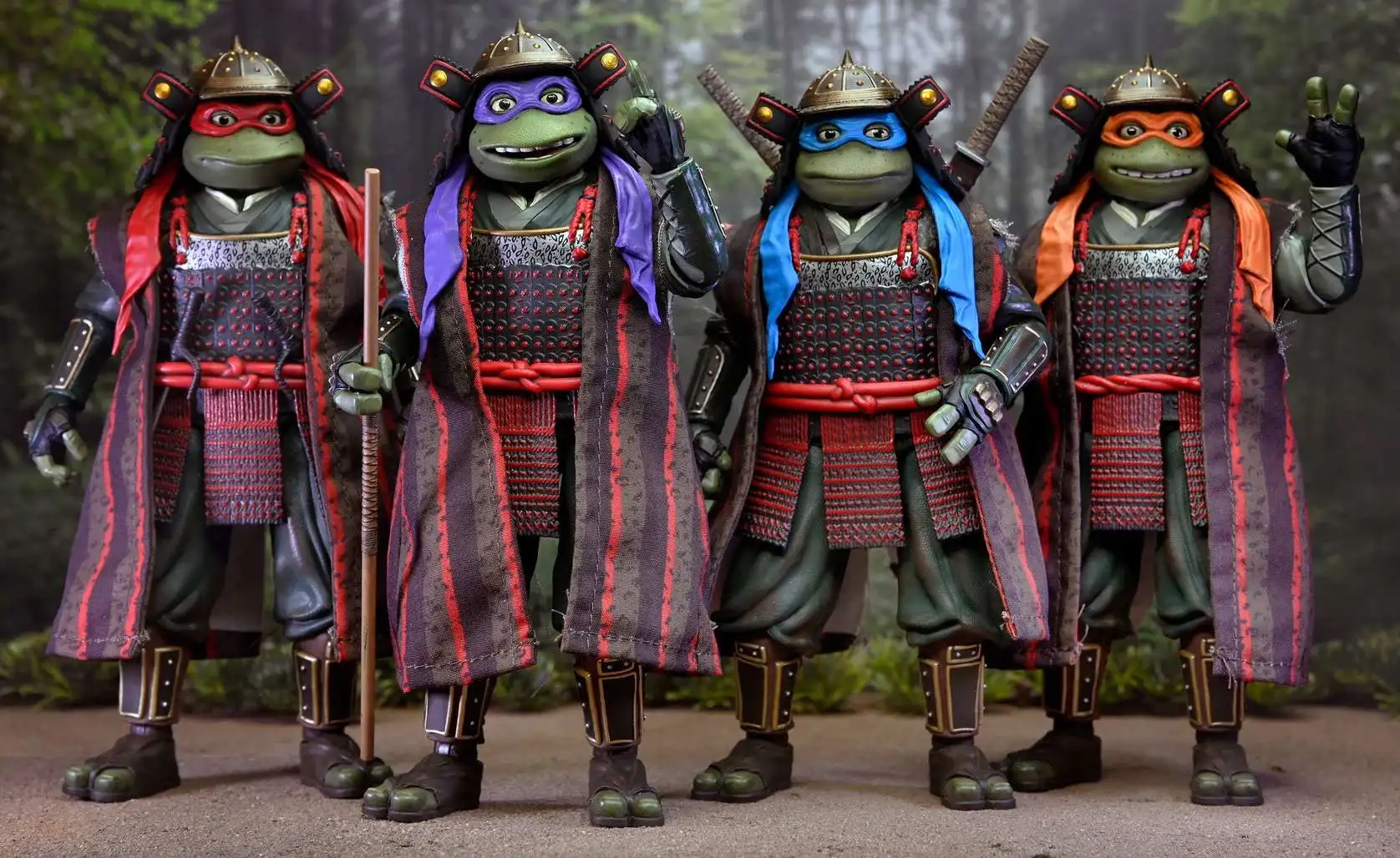 NECA Teenage Mutant Ninja Turtles Turtles in Time Samurai Turtles Action  Figure 4-Pack